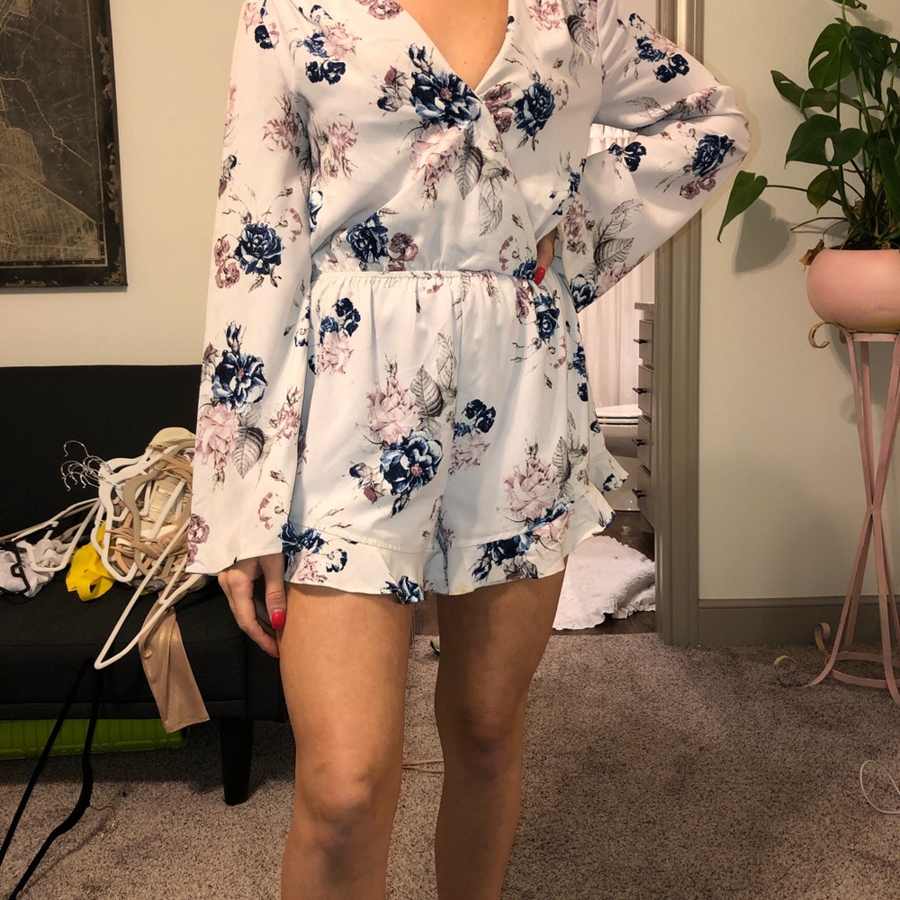 longsleeved floral romper
